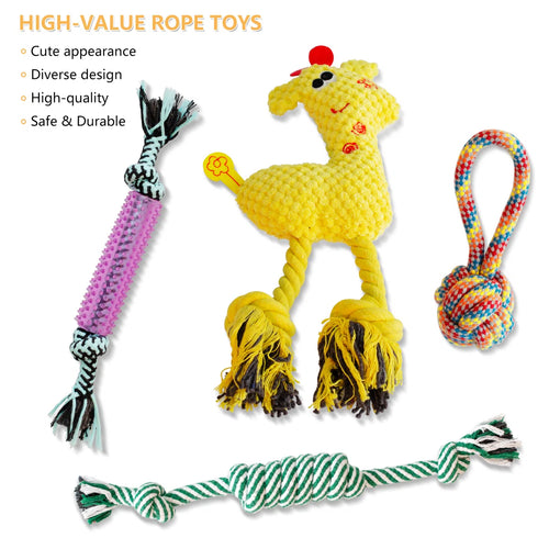 15-Pack Dog Chew Toys For Small Medium Dogs Puppies, Cute Squeaky Dog Toys, Durable Plush Puppy Teething Toys, Ropes Puppy Chew Toys, Non-Toxic And Safe