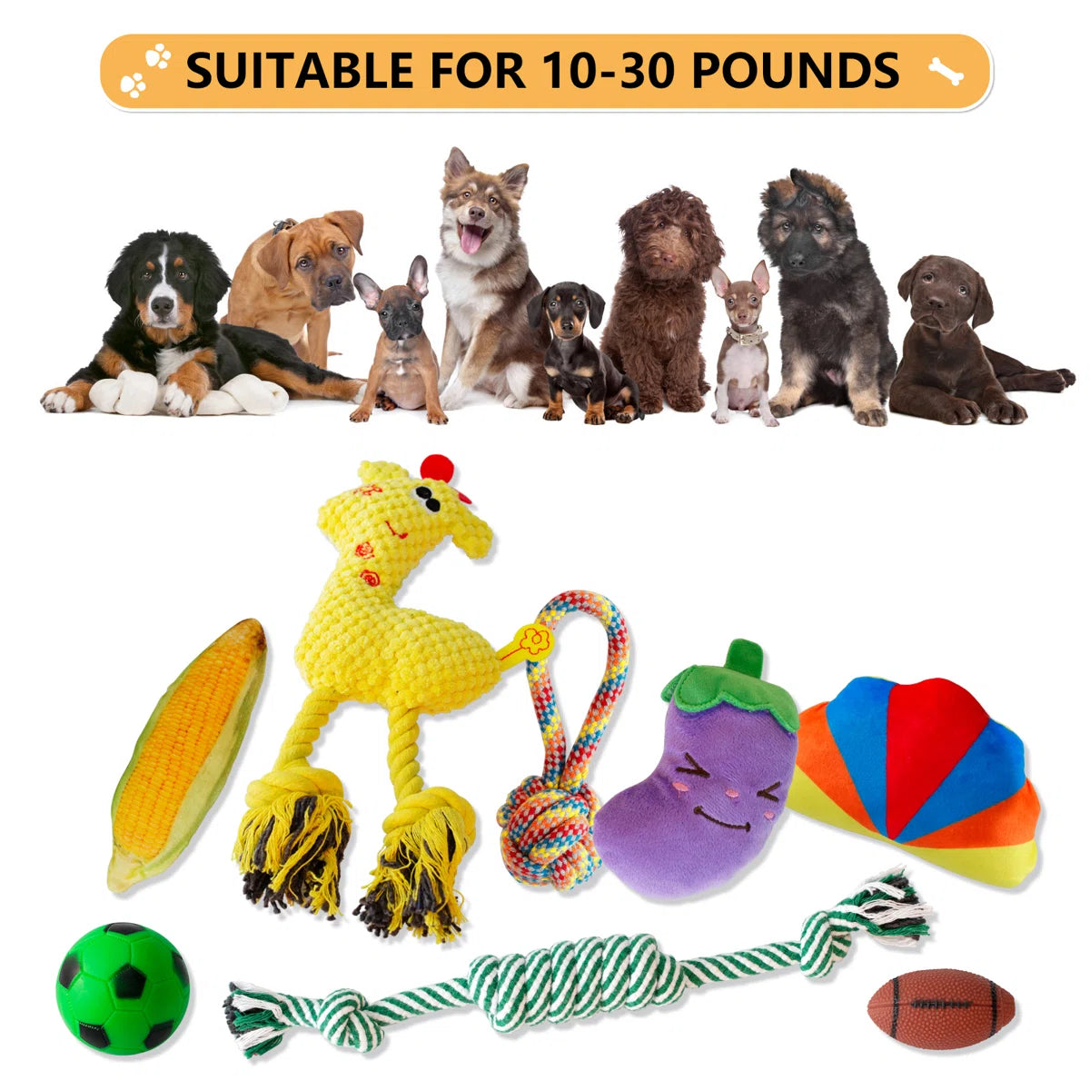 15-Pack Dog Chew Toys For Small Medium Dogs Puppies, Cute Squeaky Dog Toys, Durable Plush Puppy Teething Toys, Ropes Puppy Chew Toys, Non-Toxic And Safe